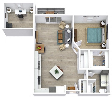 Floor plan for 1 bed, 1 bath, 900 sqft